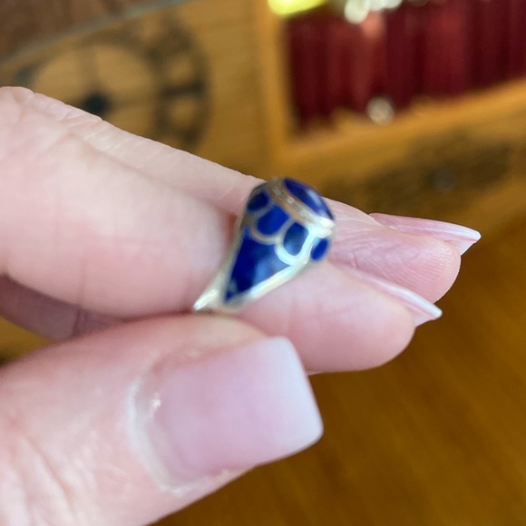 Vintage Signed 925 Silver and Lapis Ring Size 5.75 - Picture 3 of 8